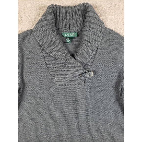 Lauren Ralph Lauren Women’s Sweater Cowl Neck Bone Botton Dark Gray Size Large - Picture 2 of 6